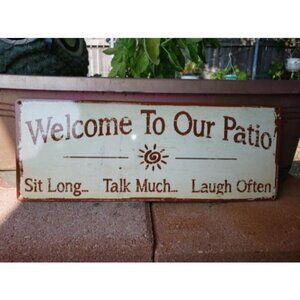 Welcome to Our Patio 6 in. x 16 in. Metal Sign, Indoor and Outdoor Plaque